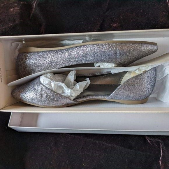 Silver Flats, Glam Glitter Holiday Dress Shoes, BP brand sz 8 Near Perfect - Picture 5 of 14